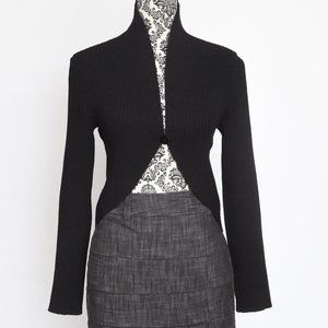 St. John Knit, Luxury Bolero Top Jacket, Long Sleeve Button Closure Size P EUC